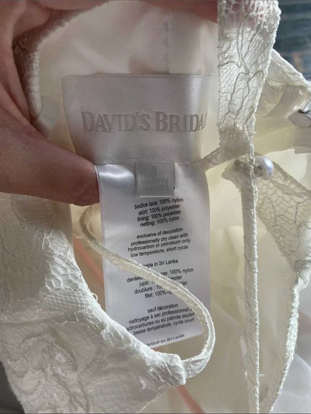 David's Bridal Girls Ivory Flower Girl Dress - Picture 3 of 8